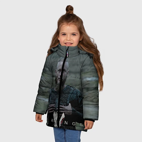 Зимняя куртка для девочки Vikings: Ragnarr Lodbrok / 3D-Черный – фото 3