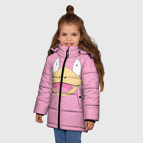 Зимняя куртка для девочки Лицо Слоупока / 3D-Черный – фото 3