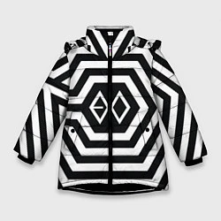 Куртка зимняя для девочки EXO Geometry, цвет: 3D-черный