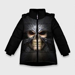 Куртка зимняя для девочки Скелет в маске, цвет: 3D-черный