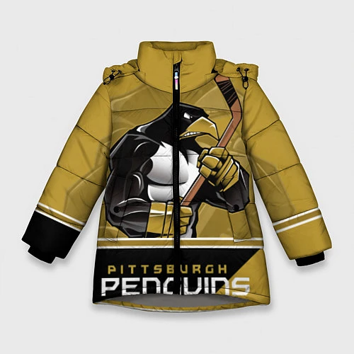 Зимняя куртка для девочки Pittsburgh Penguins / 3D-Светло-серый – фото 1