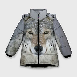 Куртка зимняя для девочки Милый волк, цвет: 3D-черный