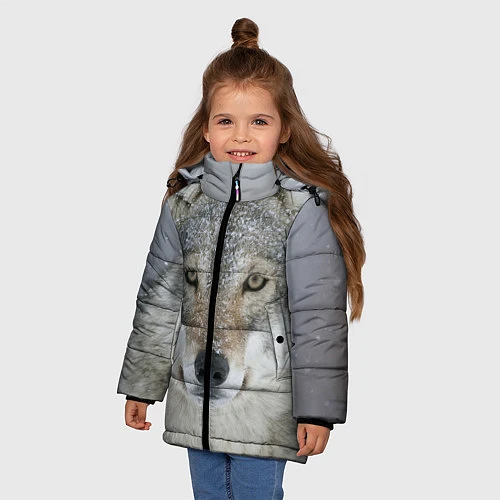 Зимняя куртка для девочки Милый волк / 3D-Черный – фото 3