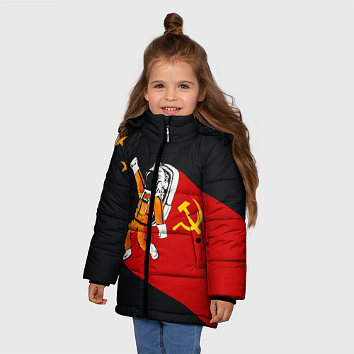 Зимняя куртка для девочки Советский Гагарин / 3D-Черный – фото 3