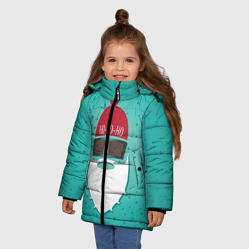 Зимняя куртка для девочки Санта хипстер / 3D-Черный – фото 3