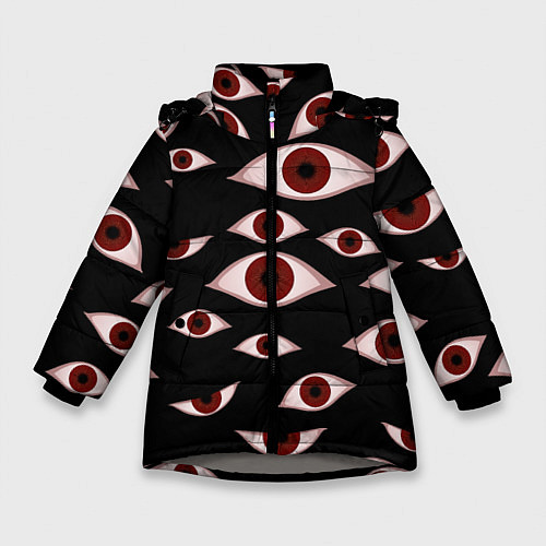 Зимняя куртка для девочки Глаза / 3D-Светло-серый – фото 1