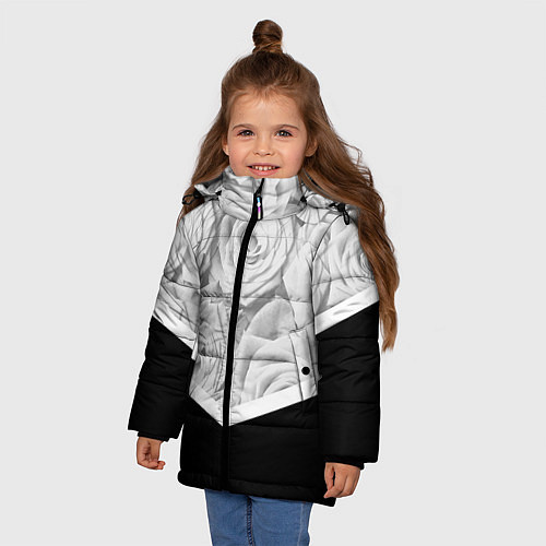 Зимняя куртка для девочки Розы / 3D-Черный – фото 3