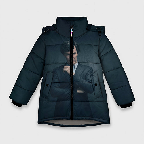 Зимняя куртка для девочки Шерлок в костюме / 3D-Светло-серый – фото 1