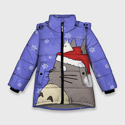 Куртка зимняя для девочки Тоторо и снег, цвет: 3D-светло-серый