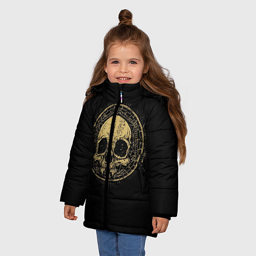 Зимняя куртка для девочки Череп / 3D-Черный – фото 3