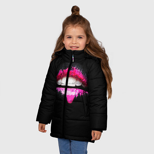 Зимняя куртка для девочки Гламур / 3D-Черный – фото 3