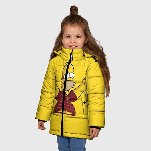 Зимняя куртка для девочки Гомер-болельщик / 3D-Черный – фото 3