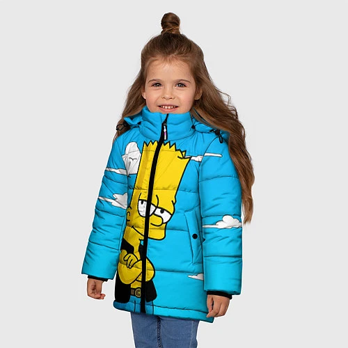 Зимняя куртка для девочки Задумчивый Барт / 3D-Черный – фото 3