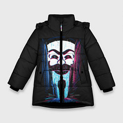 Куртка зимняя для девочки Mr Robot: Anonymous, цвет: 3D-черный