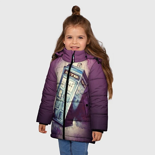 Зимняя куртка для девочки Перемещение во времени / 3D-Черный – фото 3