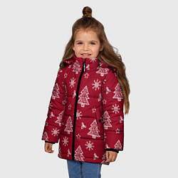 Куртка зимняя для девочки Новогодний узор, цвет: 3D-черный — фото 2