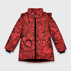 Куртка зимняя для девочки Огония страсти, цвет: 3D-черный