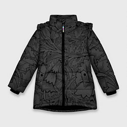 Куртка зимняя для девочки Пылания страсти, цвет: 3D-черный