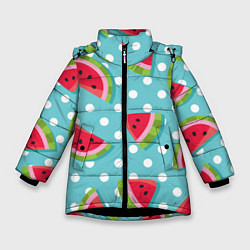 Куртка зимняя для девочки Арбузный рай, цвет: 3D-черный