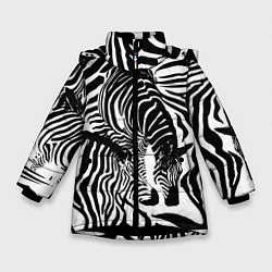Куртка зимняя для девочки Полосатая зебра, цвет: 3D-черный