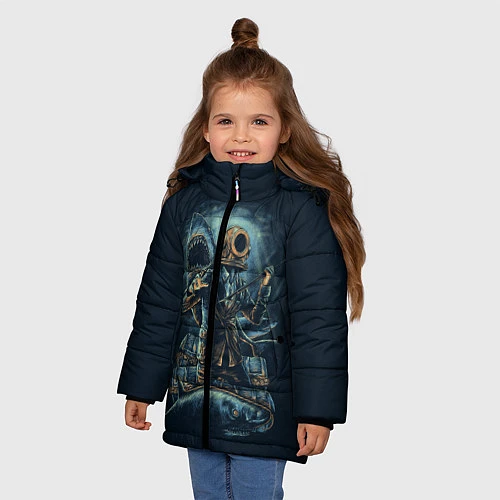 Зимняя куртка для девочки Подводная охота / 3D-Черный – фото 3