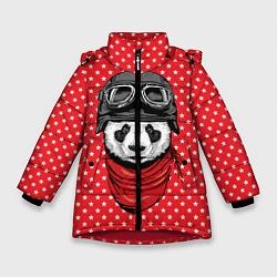 Куртка зимняя для девочки Панда пилот, цвет: 3D-красный