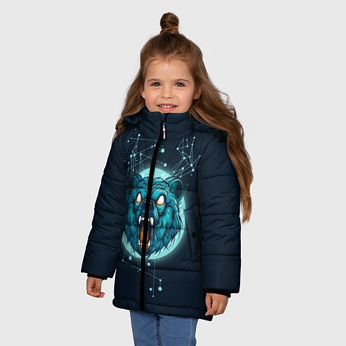 Зимняя куртка для девочки Космический медведь / 3D-Черный – фото 3