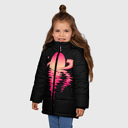 Куртка зимняя для девочки Отражение Сатурна, цвет: 3D-черный — фото 2