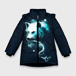 Куртка зимняя для девочки Галактический волк, цвет: 3D-черный