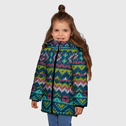 Куртка зимняя для девочки Вязаный узор 2, цвет: 3D-черный — фото 2