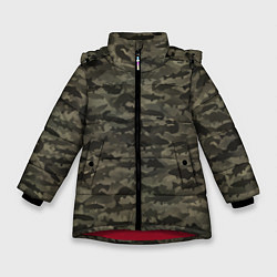 Куртка зимняя для девочки Камуфляж рыбака, цвет: 3D-красный