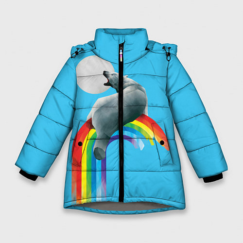 Зимняя куртка для девочки Полярный мишка / 3D-Светло-серый – фото 1