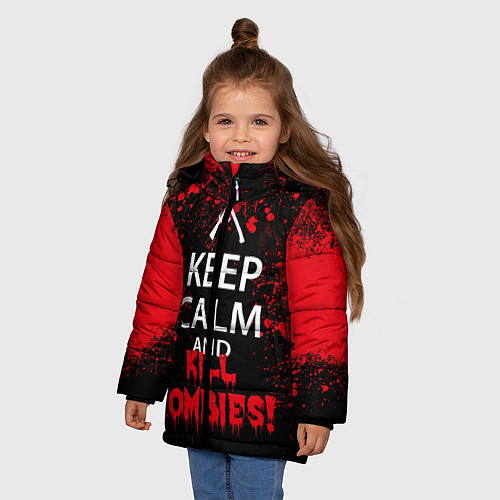 Зимняя куртка для девочки Keep Calm & Kill Zombies / 3D-Черный – фото 3