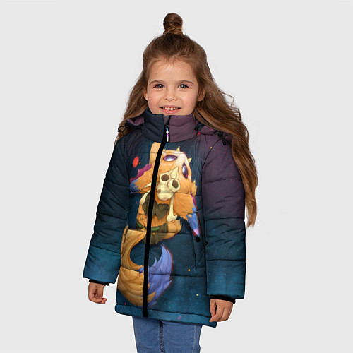 Зимняя куртка для девочки Лис / 3D-Черный – фото 3
