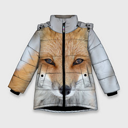 Куртка зимняя для девочки Зимняя лиса, цвет: 3D-черный