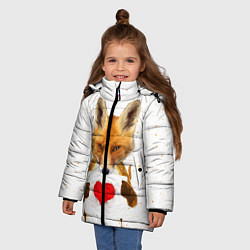 Куртка зимняя для девочки Влюбленная лиса, цвет: 3D-черный — фото 2