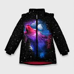 Куртка зимняя для девочки Воющий волк, цвет: 3D-красный