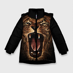 Куртка зимняя для девочки Львиный рык, цвет: 3D-черный
