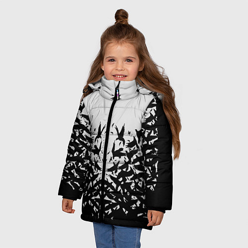 Зимняя куртка для девочки Птичий вихрь / 3D-Черный – фото 3