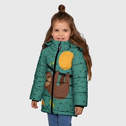 Куртка зимняя для девочки Довольный ленивец, цвет: 3D-черный — фото 2