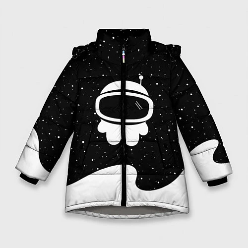Зимняя куртка для девочки Маленький космонавт / 3D-Светло-серый – фото 1