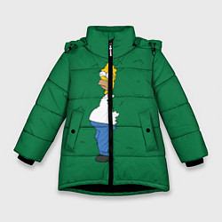 Куртка зимняя для девочки Гомер в кустах, цвет: 3D-черный