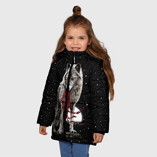 Зимняя куртка для девочки Серый волк / 3D-Черный – фото 3