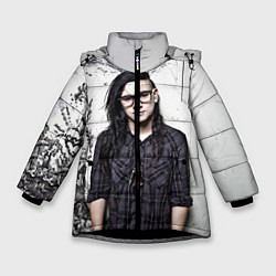 Куртка зимняя для девочки Skrillex Boy, цвет: 3D-черный