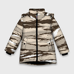 Куртка зимняя для девочки Камуфляж: коричневый/кремовый, цвет: 3D-черный