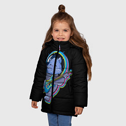 Куртка зимняя для девочки Космокот, цвет: 3D-черный — фото 2