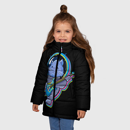 Зимняя куртка для девочки Космокот / 3D-Черный – фото 3