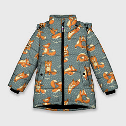 Куртка зимняя для девочки Foxes Yoga, цвет: 3D-черный
