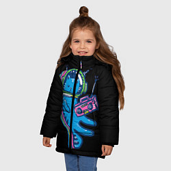 Куртка зимняя для девочки Космокот 1, цвет: 3D-черный — фото 2