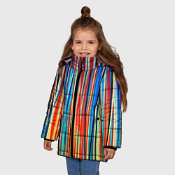 Куртка зимняя для девочки Colored stripes, цвет: 3D-черный — фото 2
